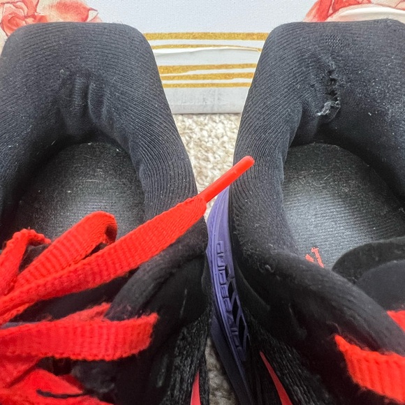 Brooks Black Sneakers with Bright Coral Logo and Red Laces - Picture 6 of 10